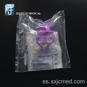 Conjunto de bolsa de alimentación enteral desechable médica